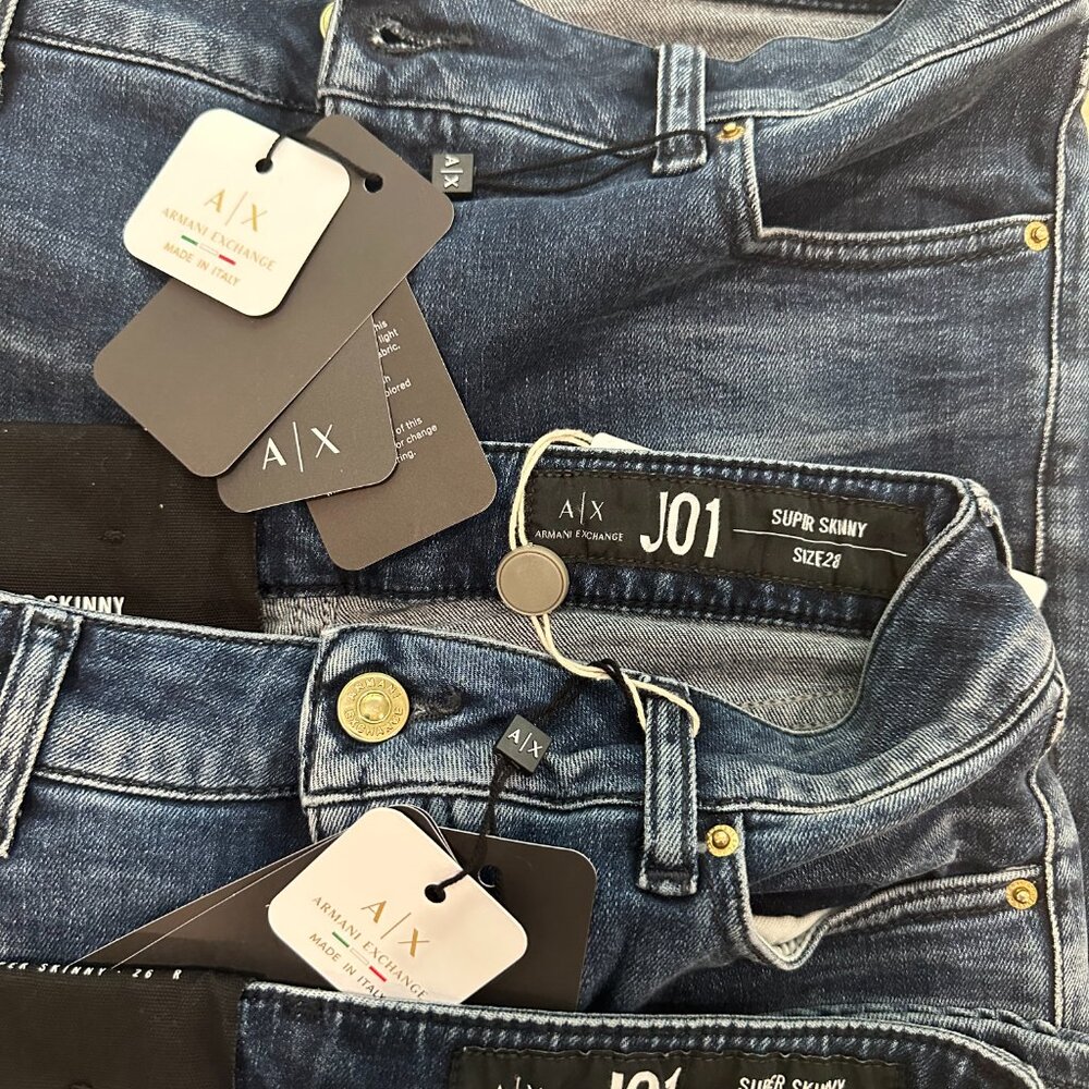 A/X Armani Exchange Women's J01 Super Skinny Jeans in Dark Blue Wash - Picture 2 of 8